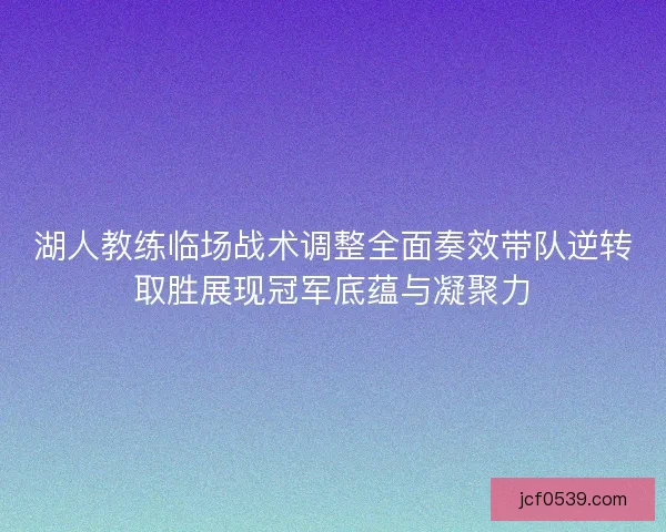 湖人教练临场战术调整全面奏效带队逆转取胜展现冠军底蕴与凝聚力